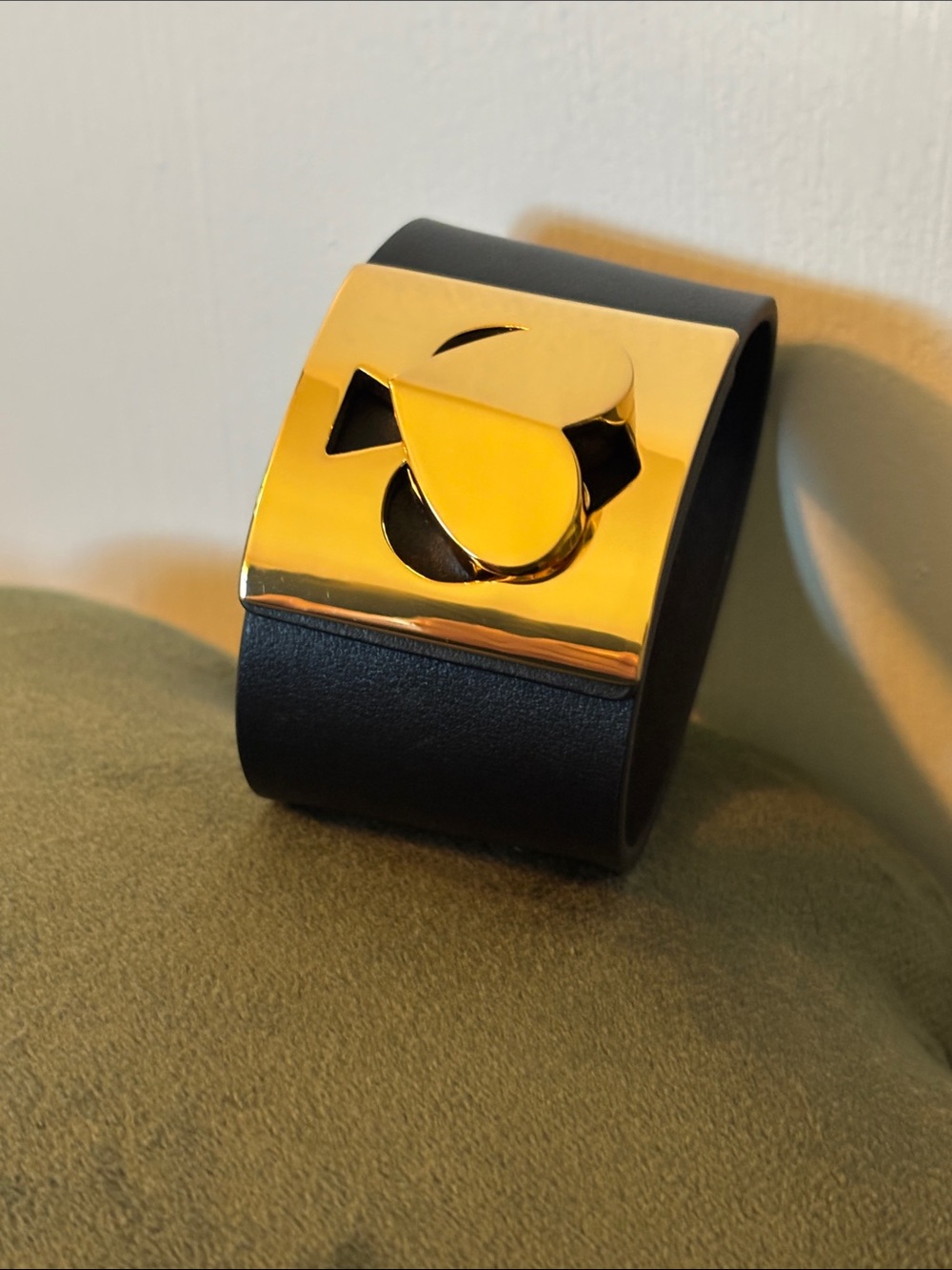kate spade Black Leather Cuff with Gold Heart Spade Plate - Picture 4 of 8